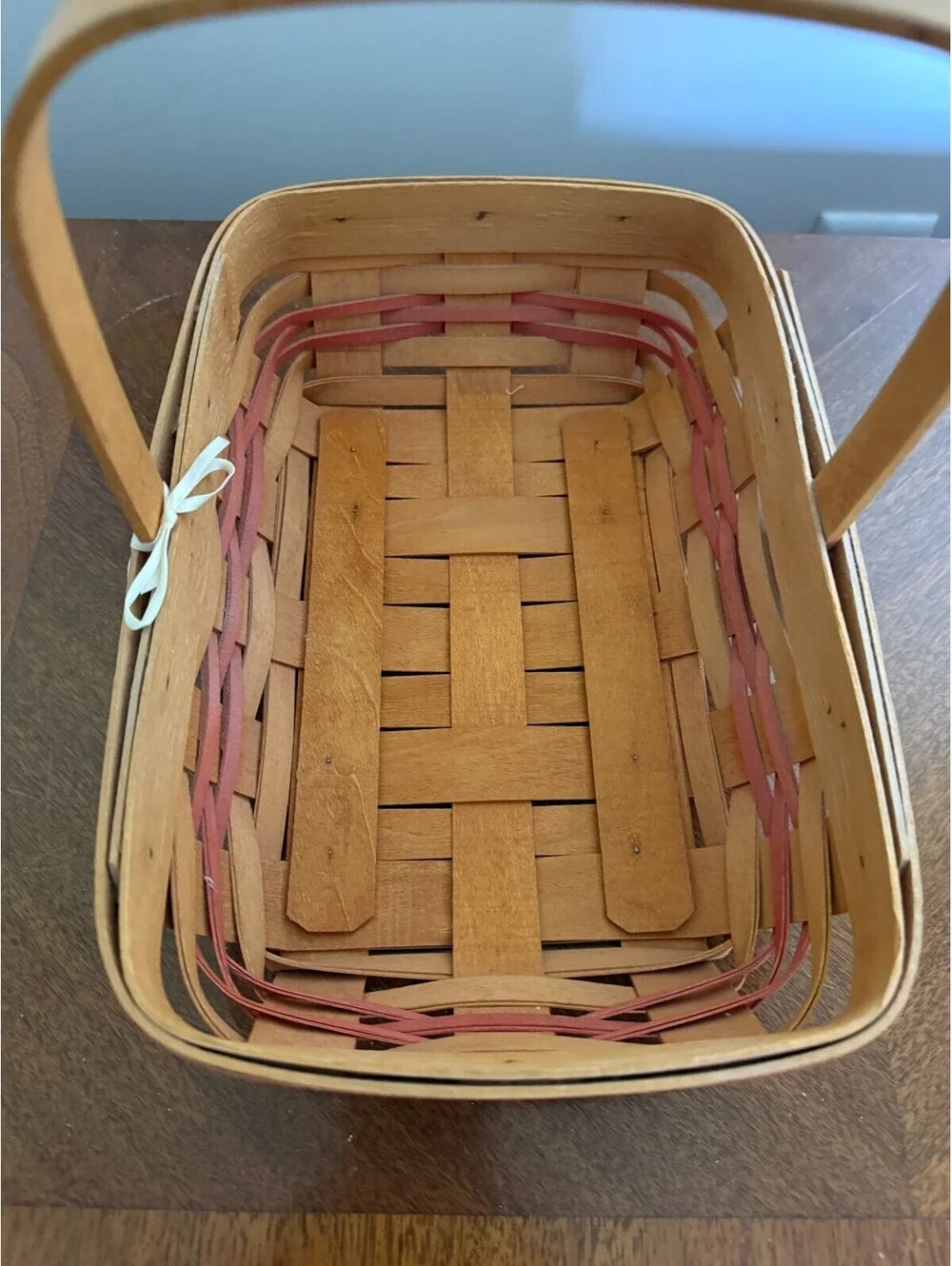 2000 Longaberger Early Blossom Basket w/Liner Protector Plate 2 Pots & Tie-On